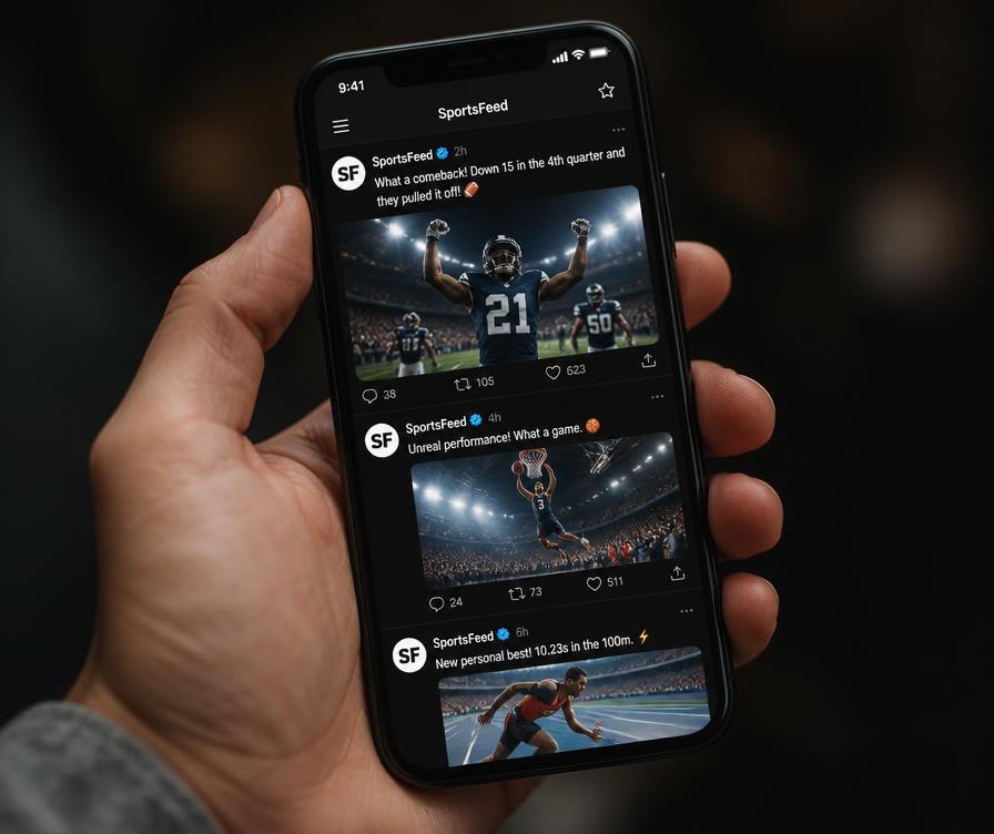 Fil de réseaux sociaux sportif sur téléphone