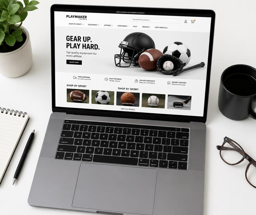 Boutique de sport en ligne sur un portable